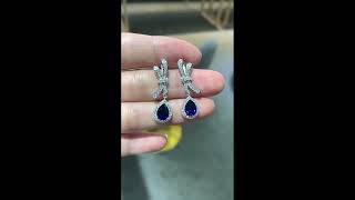 Blue Sapphire Earrings #SapphireEarrings #silverearrings