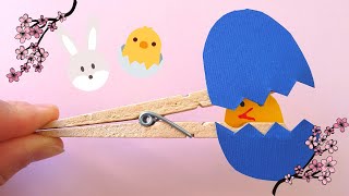 Diy | Tutorial / Idea lavoretto di Pasqua per bambini | Molletta pulcino