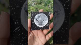 Simple Way To Paint Full Moon 🌕। #acrylicpainting #moonpainting #shorts #ytshort