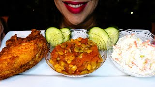 ASMR Chicken, Succotash, Coleslaw | Eating Sounds | No Talking | Crunchy Eating Sounds