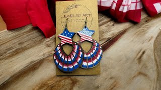 Hand-Painted Wood Earrings - Patriotic Stars with Tie Dye Effect Tutorial