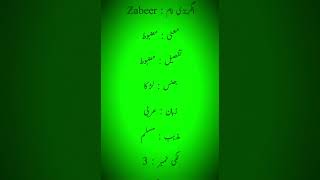 Zabeer Naam ka Matlab | Zabeer  Name  Meaning  in Urdu|hindi #youtubeshorts #shorts ,