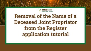 ArdhiSasa | Removal of a Deceased Joint Proprietor's Name From the Register