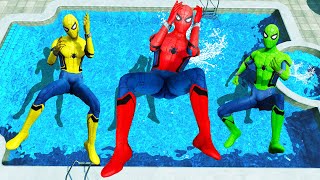 GTA 5 Rainbow Spiderman Epic Pool Water Ragdolls Jumps Fails(Funny Moments)