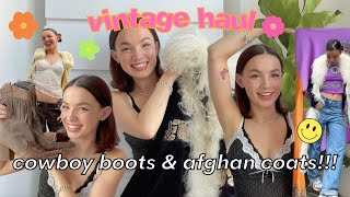 Chatty Vintage HAUL | Cowboy boots, Afghan Coats & Slinky Tops! ♥