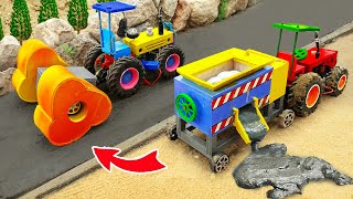 Diy mini tractor repair the road with a bulldozer  | Diy tractor