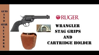 Ruger Wrangler Stag Grips and Cartridge Holder