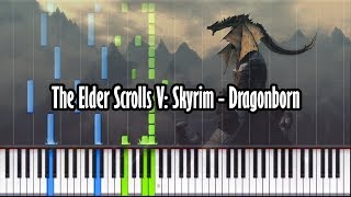 The Elder Scrolls V: Skyrim - Dragonborn - Piano Tutorial - Synthesia W/ Realistic Sound!