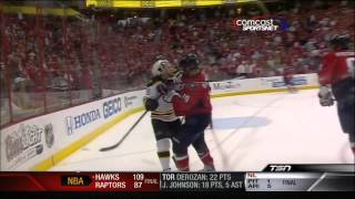 Nicklas Backstrom cross checks Rich Peverley Game 3 Bruins @ Caps