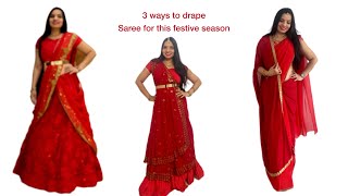 3 different drapes you can try this Karwa chauth/ teej / festivals/