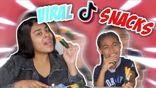 TRYING VIRAL TIKTOK SNACKS | Pickles & Fruit Roll-ups / Jalapeño Cream Cheese & Takis