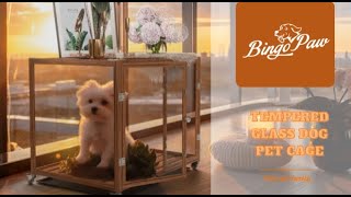 P-XMW133 Bingopaw innovative tempered glass dog cage! 2024 Coolest dog crate on the market!