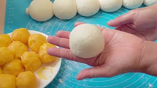 Fluffy and Soft Steamed Salted Egg Yolk Custard Buns |Custard Buns Recipe