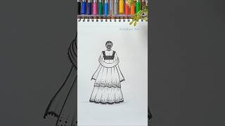 Girl with Lehenga Dress Pencil Drawing @sreebaviart #drawing #shorts