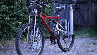 Rail Bike with folding outriggers - riding  abandoned railroads on the central coast