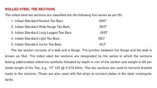 Rolled Structural Steel Sections:design of structures