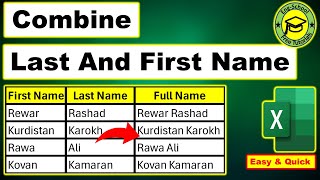 How to combine first name and last name In Excel | Combine First Name And Last Name In Excel #Excel