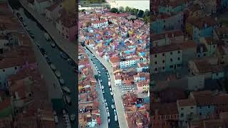 The island of Burano, bird eye view #shorts