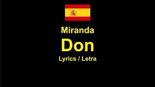 Miranda - Don , Lyrics / Letra