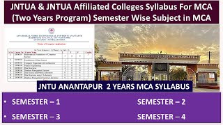 Semester Wise Subjects in MCA | JNTUA University & JNTUA Affiliated Colleges #mca #part3  #jntua