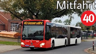 Mitfahrt | Mercedes-Benz Citaro C2 G | Linie 40 | Weserwehr - Bahnhof Mahndorf