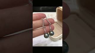 10-11mm Tahitian pearl earrings in 18k gold & diamonds