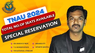 TNAU 2024 | Spl. Reservations | Total No. Of Seats Allotment in TNAU Counseling | BSc Agriculture