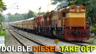 DOUBLE DIESEL TAKE OFF !! WDM 3D TWINS | KACHEGUDA MYSURU SUPERFAST EXPRESS | Indian Railways