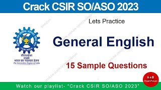 CSIR SO ASO 2023 | 15 MCQs on General English