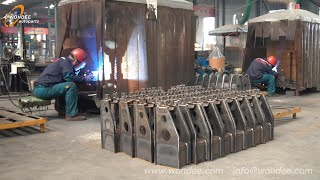 Step 5：Suspension hanger welding-how to make leaf spring suspension for semi trailers