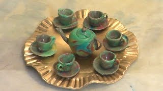 Make Marble Tea Set with Porcelain Clay DIY