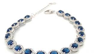 STERLING SILVER BLUE STONE SET HALO BRACELET