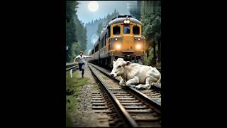 young man rescue a calf from train accident🥰. #shorts #calf #rescue #motivation