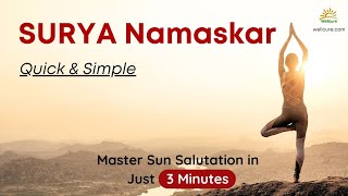 Surya Namaskar Quick & Simple : Master Sun Salutation in Just 3 Minutes #yoga #morning #health