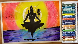 Drawing Lord Shiva with Oil pastel easy for beginners.