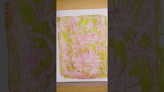 Using flower/leaf stencil with bubble wrap on the gelli plate. #shorts #gelliprinting #mixedmedia