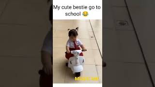 MY CUTE BESTIE GOING TO SCHOOL BABY #BABY #SCHOOL #CUTE #BIKE #trending #shorts