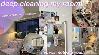 DEEP CLEANING MY ROOM! extreme nyc apartment makeover, spring cleaning, declutterring & organizing!