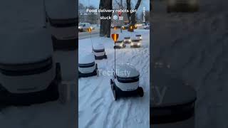 Food Delivery Robots Get Stuck in Snow #Shorts