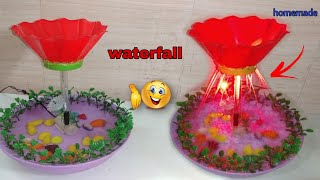 how to make decoration waterfall || waterfalls fountain with waste material || at home || make easy