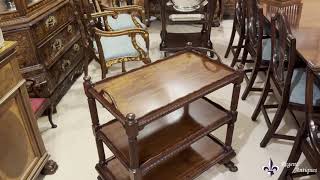 Antique Edwardian Flame Mahogany Serving Trolley Circa 1910