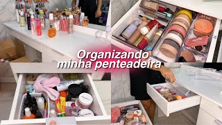 ORGANIZANDO minha penteadeira nova!!💖 preço , comprei organizadores , penteadeira da shoppe ..