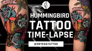 NEO TRADITIONAL TATTOO TIME-LAPSE #066 | HUMMINGBIRD COLOR