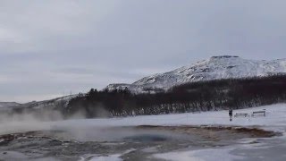 Strokkur fountain geyser at Geysir (Golden Circle) in Iceland