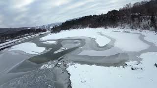 Dji Avata & Motion 2 Fly Over River Winter -10 Degrees 20 November 2023 Norway