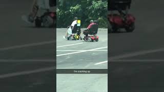 Old People Racing Electric Wheelchairs