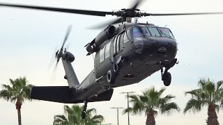 Private helicopter Sikorsky HH-60 Blackhawk landing at HAI Heli Expo 2024