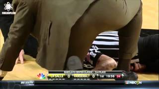 Basketball Referee Rick Crawford Knocked Out By Elbow on Opening Tip - Vanderbilt - La Salle