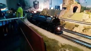 Great Northern 2 Rail O Scale MTH Z6 Challenger Charges ahead with Military Train.