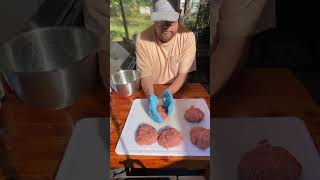 Hamburger steaks on the griddle